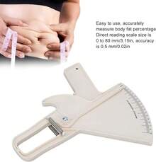 ZJchao Calibrador de Grasa Corporal, Calibrador Profesional de Pliegues Cutáneos de Doble Resorte Y Herramienta de Cinta Métrica de Grasa Corporal para Medir con Precisión IMC Y Pliegue (Rojo) - blanco - Ver 4