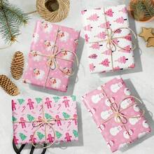 6 Pieces Of Pink Christmas Wrapping Paper Are Suitable For Various Occasions Such As Christmas, Weddings, Birthdays, Winter Vacations, Etc. You Can Stick Pink Christmas Gift Wrapping Paper On The Wall To Create A Festive Atmosphere.