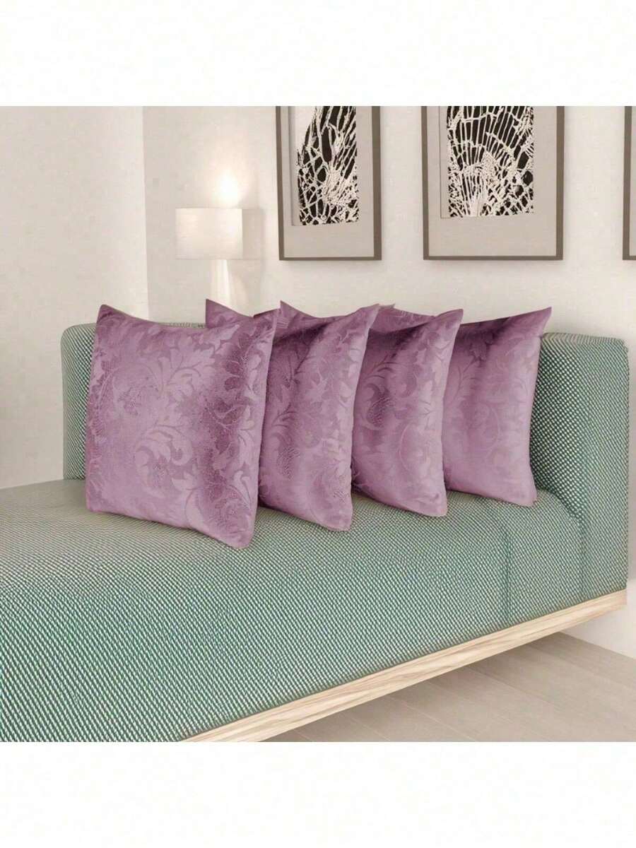 Kit Of 4 Decorative Cushion Covers With Jacquard Zipper - Rusty Rose - View 1