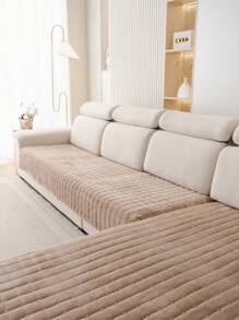 1pc Veet Washable Non-Slip L-Shaped Sofa Cover, Fits 3-Seater Sofa, Quilted Design, Magnetic Closure, Pet-Friendly Protection - Gray Velvet Sofa Cover