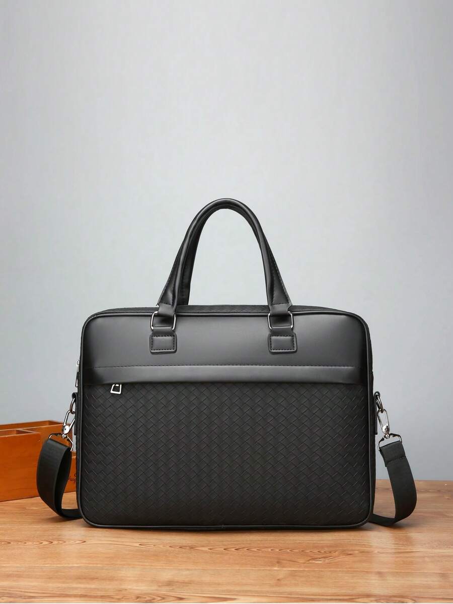优雅男士公文包，可容纳文件、笔记本电脑、笔记本，简约时尚，适合办公室、商务旅行，高端品质，是男士的理想礼物