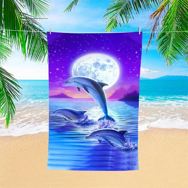 1 Stück Delfin Strandtuch, super weiche Mikrofaser extra große Stranddecke, sehr saugfähiges Badetuch geeignet für Reisen, Schwimmbad, Tauchen, Surfen, Yoga, Camping, in verschiedenen Größen erhältlich, Strandzubehör