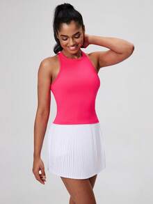 Women's Fashion Tank Top,  Athletic Gym Workout Vest Top, Sporty Sleeveless Running Shirt - 紅色 - 查看 5