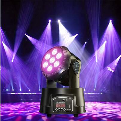 7*3W Luz de cabeza móvil, Luz de ambiente, Luz de fiesta KTV y discoteca, Luz estroboscópica, Luz Par, Luz estroboscópica activada por sonido para DJ, Iluminación de escenario, Boda, Club, Actuación, Luz de ambiente para fiestas, Navidad, Halloween, Espectáculo de luces de cumpleaños