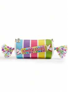 Bolsa Novidade Fofa Colorida em Formato de Doce Listrado, Bolsa Transversal Para Meninas, Clutch de Festa, Bolsa de Ombro de Couro PU de Moda