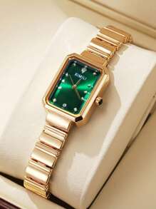 1 pezzo Orologio al quarzo di moda con quadrante quadrato, rivetto e cinturino in metallo, adatto come regalo di compleanno, per teenager, per vacanze estive, per il ritorno a scuola, come regalo di Ognissanti