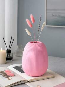 1pc Colorful Ribbed Decorative Vase - Minimalist Sculptural Home Decor, Suitable For Autumn Tabletop, Dorm, Back To School, Halloween And Thanksgiving Decoration - Multicolor - View 7