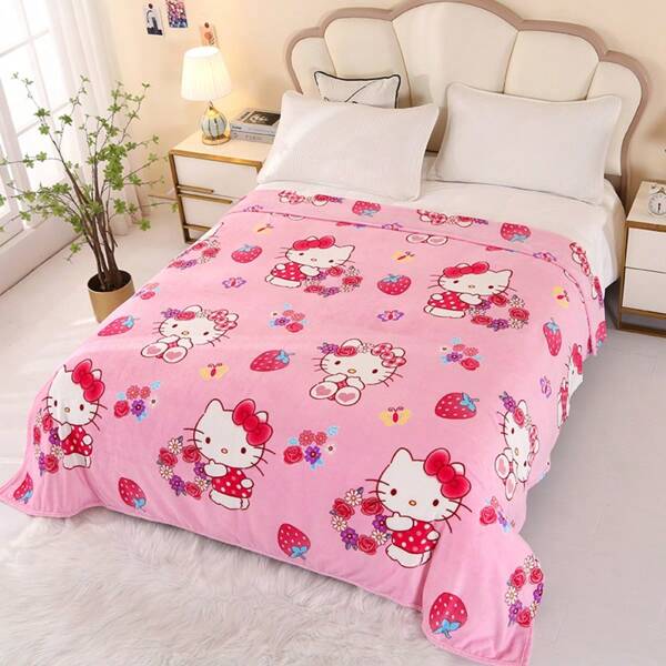 Sanrio Summer Quilt/Air Conditioning Quilt/Suitable For Hot Sleepers Sanrio And Hello Kitty Printed Thin Blanket, Soft Durable Nap Mat With Cartoon Print
