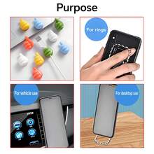 1 个金属环握式手机支架，懒散支架，可折叠桌面，便携式 + 5 个拇指钩电缆整理器，壁挂式粘钩 - 彩色 - 查看 6