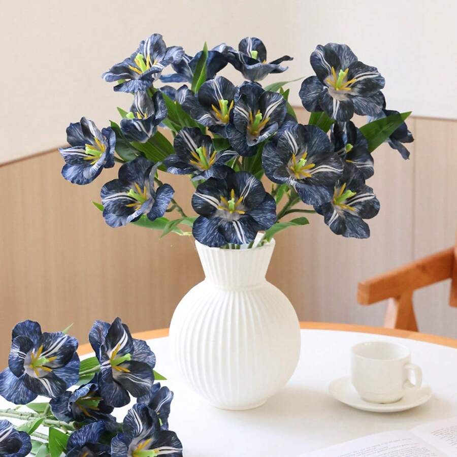 Simulated 9 Heads Tulip, Simulated Flower, Living Room Dining Table Decoration, Wedding Floral, Silk Fabric, Fake Bouquet