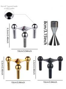 1-delige set metalen kaarsenhouders met moleculaire structuur, Scandinavische, retro en minimalistische driepotige kaarsenhouders, kerndecoratie voor de woonkamer, geometrische creatieve ornamenten, decoratie voor kaarsenhouders in huis, voor huisdecoratie