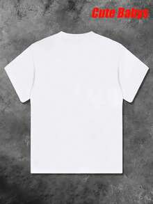 Cute Babies - Boys' Print T-Shirt, Casual Short Sleeved Summer Fashion Item T-Shirt For Teenagers, Boys' 100% Polyester Fiber Top, Suitable For Holiday Gifts, Daily Wear White Short Sleeved Shirt - 白色 - 查看 4