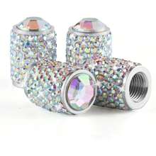 4个/套闪亮轮胎气门嘴帽，手工水晶轮胎气门嘴帽，通用汽车轮胎气门嘴帽，镶嵌水钻，适用于轿车、SUV、摩托车、自行车、卡车 - 粉色 - 查看 13