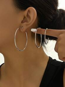 3 对简约休闲金属圆形夹式耳环，百搭个性化珠宝，适合约会、节日、派对、新年、情人节礼物