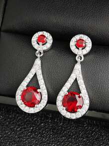 MOONSO 1 Pair Elegant Teardrop Hollow Out Design Women Stud Earrings, For Wedding, Party, Gift-Giving E514