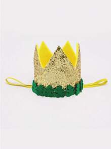 1pc Jungle Leaf Print Golden Crown Style Party Hat