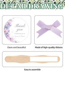 定制婚礼扇子，个性化姓名和日期，自然/蝴蝶/金色主题可选，实用的婚礼礼品和宾客礼物 - 彩色 - 查看 8