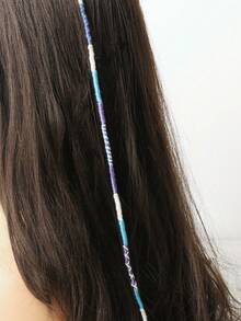 1件装女士发夹链，彩色编织发带，手工彩色绳编假发，女士发饰，夏季沙滩发型装饰，夹式彩色发夹发箍，可重复使用，万圣节配饰，秋冬季彩色编织发饰，珠宝，婚礼，准新娘 - 紫藍 - 查看 6
