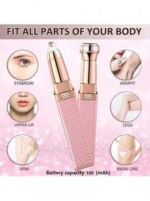 二合一USB充电式鼻毛、眉毛、剃须刀修剪器 - 女士剃须刀、面部脱毛器、无痛眉毛修剪器、无线口红造型、完美旅行修容脱毛器、面部剃须刀 - 彩色 - 查看 3