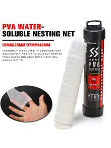 SOUGAYILANG 1pc 5m/196.85in Water-Soluble PVA Mesh Netting Roll - Dissolvable Carp Fishing Bait Bag Material For Particle/Pellet Wrapping (18/24/37/44mm) | Hair Rigs