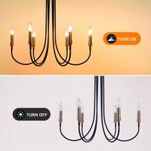 6-Head Black Iron Simple European Style Chandelier E12*6 Suitable For Living Room, Dining Room, Bedroom And Corridor (Without Bulbs) - 黑色 - 查看 2