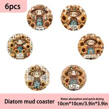 1 Set /4 Pieces /6 Pieces: Scarecrow Pattern Diatom Mud Coasters, Flower Coffee Coasters, Multi-Occasion Decoration For Home And Restaurant, Daily Gifts, Table Decoration, Daily Decoration, Theme Party Decoration - Multicolor - View 14