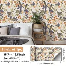 SUPSTICKER 1 rollo de pegatinas de pared autoadhesivas y extraíbles con patrón floral vintage, decoración del hogar, vinilos decorativos para escritorios, dormitorios, baños, entradas, renovación de habitaciones, papel tapiz, pegatinas de pared, decoración de pared