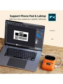 M110 Label Makers - Portable Bluetooth Thermal Label Maker Printer For Barcode, Clothing, Jewelry, Retail, Mailing, Wireless Sticker Label Printer Compatible With Android & IOS System, With 1pack 40*30mm Label - Orange - View 6