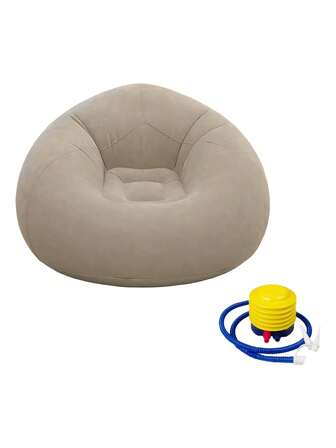 1 pieza Sillón sofá hinchable y abatible, suave y cómodo como tipo puf más bomba para inflar, apto para uso interior/exterior, Sillón plegables y portátile para sala de estar, dormitorio y sala de lectura, Sofá de PVC de esfera individual, Silla de sofa de ocio al aire libre