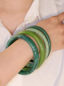4pcs Vintage Resin Amber Pattern Acrylic Bangle Bracelets, Women's Fashionable & Versatile