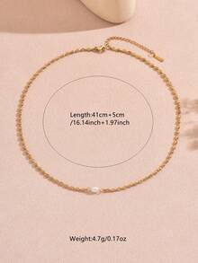 1 套浪漫不锈钢项链套装，适合女性日常佩戴或派对场合 - 金黃色 - 查看 5