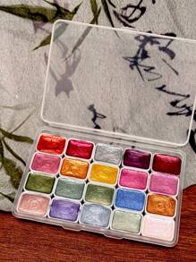 20 Colors Pearl Watercolor Pigment: Metallic Solid Paint Portable Art Kit For Painting - Perfect Holiday Gifts For Artists, Adults, And Professionals,Art Supplies, Paint And Stationery,Back To School,For Office,For School,For Classroom,For Teacher Gifts