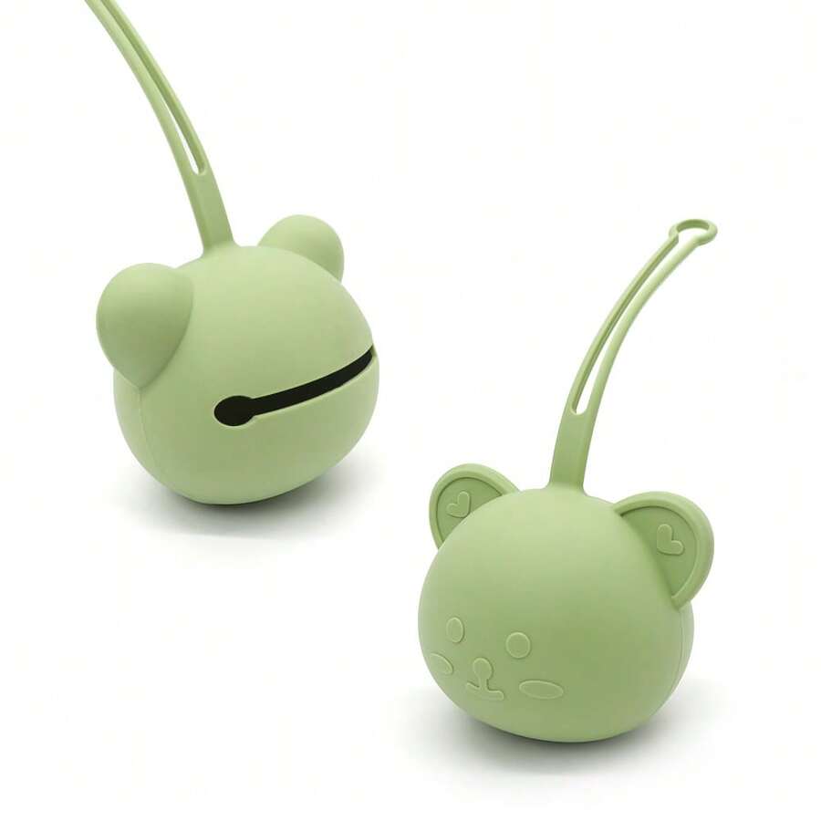 便携式硅胶奶嘴收纳盒，泰迪熊设计奶嘴容器带挂带，婴儿奶嘴架 - 彩色 - 查看 1