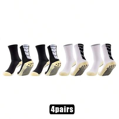 4 paires de chaussettes antidérapantes souples en tissu pour hommes et femmes, convenant au football, au basket-ball, au baseball, au rugby, au soccer, au cyclisme, à la randonnée, au tennis et à la planche à roulettes