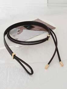 1 Stück schwarzer eleganter, minimalistischer Mode Lederseil geknoteter Taillengürtel, geeignet für Kleider, Hemden, Jacken, für Dates, zum Pendeln, zu Anlässen