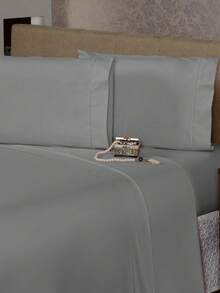 King Size Top Sheet In Percale 180 Thread Count - Grey - View 2