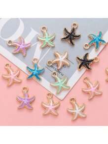 30 piezas de elementos surtidos del océano incluyendo estrellas de mar, conchas, colgantes de aleación de zinc de pentaestrellas, adecuados para hacer accesorios de joyería DIY como lazos para el cabello, collares, tobillos, pulseras, aretes