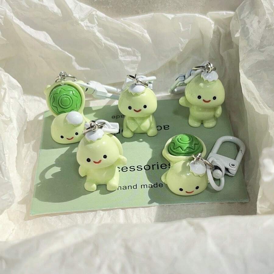 5/10个可爱卡通3D乌龟钥匙扣，趣味少女包包挂饰，汽车、老师、朋友、姐妹礼物创意 - 彩色 - 查看 1