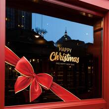 1pc 45cm*60cm Christmas Decoration Window/Door Sticker, PVC Static Cling Film, Easy To Attach On Glass, Removable No Residue, Suitable For Home, Restaurant, Hotel, School Holiday Party Decor