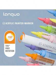 朗格288/240/192/96色直涂式丙烯颜料马克笔，带收纳袋，学生艺术专业绘画彩色软头马克笔，纸张紧密可堆叠，DIY涂鸦涂色书，可用于绘画玻璃、石头，防水人体彩绘笔，圣诞礼物