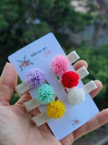 Bows For Girls Hair Clips With Pompom For Hair