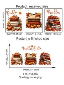 “你好秋天”秋季枫叶墙贴 - 自粘秋季装饰，带有南瓜、折叠毛衣或书籍和暖色调，适用于客厅、卧室、走廊 - 耐用塑料季节性家居装饰、秋季家居装饰、节日房间装饰、秋季主题艺术品、易于粘贴的贴纸、舒适的秋季主题、高品质 PVC、DIY 爱好者