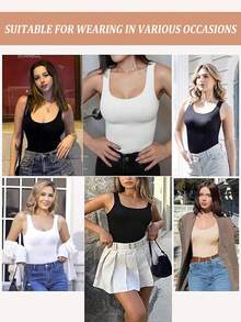 Slimming Women Tummy Control Shapewear Abdomen Compression Camisole Cami Vest Tank Top Body Shaper Ladies Underwear Undershirts Shaping Tops Shirts Wide Shoulder Strap No Pad - Black - View 6