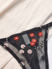 1 Set Spitze Stickerei Bügel-Push-Up Verstellbarer BH und String Set, sexy & stützend für den täglichen Gebrauch