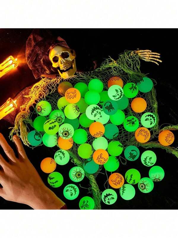 10/20/30pcs Glow In The Dark Bouncy Balls, Suitable For Halloween Night, Party Favors, School Activities, Birthday Party, Party Games