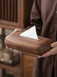 LEEAN Tissue Box Holder ,Modern, Minimalist, And Durable Wooden Tissue Box , Easy-Refill- Premium-Quality Walnut Tissue Box Cover, For Tabletop Night Stands Bathroom Office ,Vintage Decorative Tissue Boxes