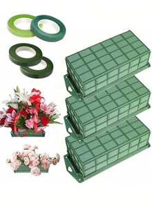 2pcs/1pc Square Foam Flower Cage Hanging Box, Rectangular Flower Cage Wall Decor, Wedding Christmas Party Table Top Fresh Flower Bouquet Decoration, Durable Floral Foam Cage Block Stand, With Adhesive Tape For Fresh Flowers Home Indoor Garden Decor, Floral Cage Suitable For Birthday Party, Wedding, Themed Party, Halloween, Christmas, Gifts, Corporate Events - Multicolor - View 3