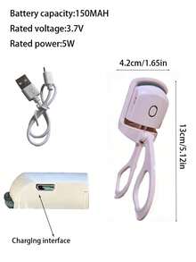 女士电动睫毛夹，1个装，可充电，快速加热，便携，持久卷翘，睫毛夹，新年礼物，旅行配件 - 粉色 - 查看 11