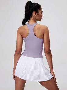 Women's Fashion Tank Top,  Athletic Gym Workout Vest Top, Sporty Sleeveless Running Shirt - Violet Purple - View 2