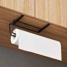 1 Piece Stainless Steel Paper Towel Holder For Under Cabinet Use, Kitchen Paper Towel Holder, Paper Towel Roll Dispenser, Wall Mount Without Drilling - màu đen - Xem 5